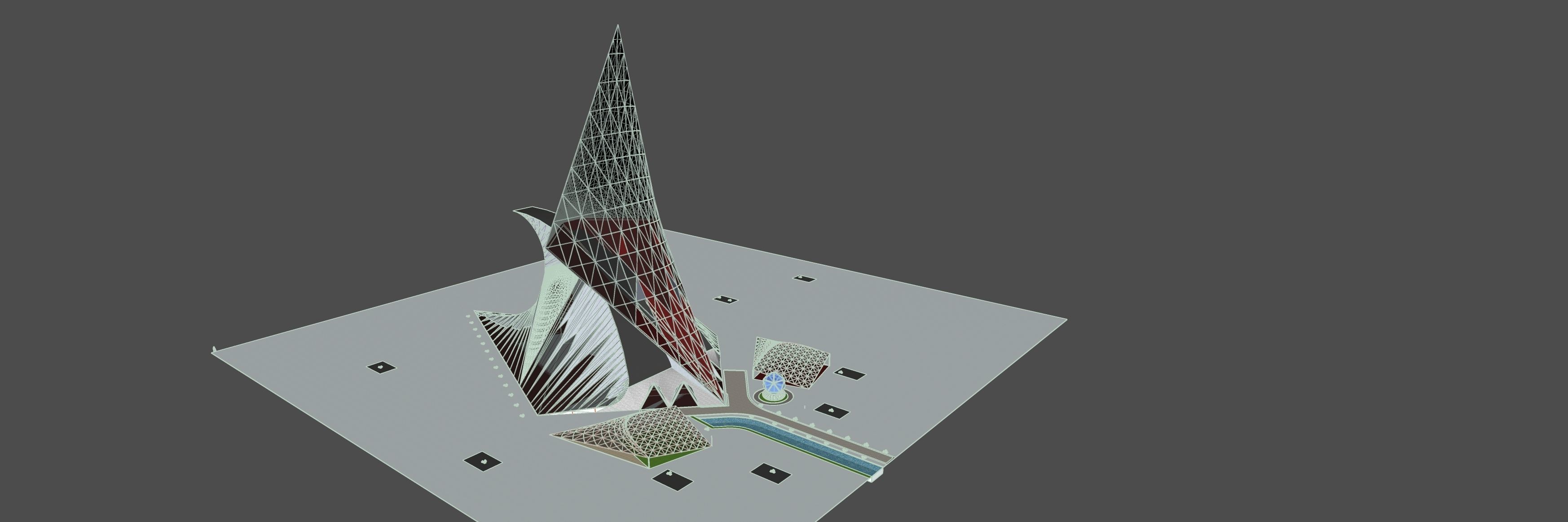 Office Building DECONSTRUCTIVISM 3D model Low-poly 3D model_5