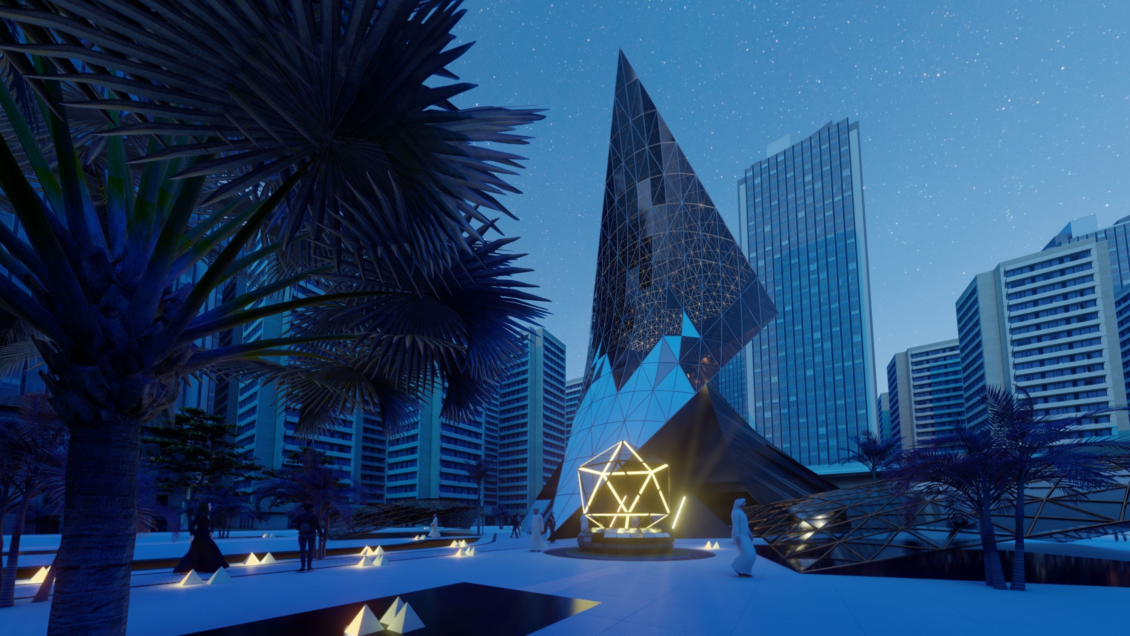 Office Building DECONSTRUCTIVISM 3D model Low-poly 3D model_6