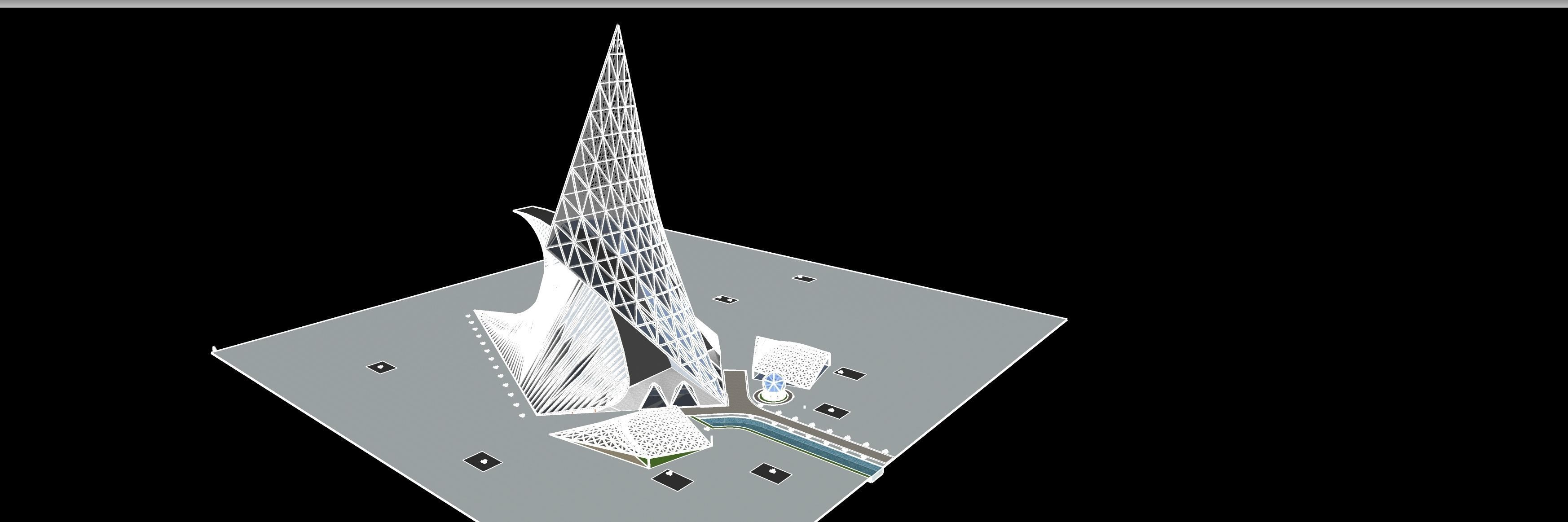 Office Building DECONSTRUCTIVISM 3D model Low-poly 3D model_10