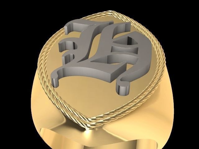 h alphabet designer Ring stl verified   3D print model_1