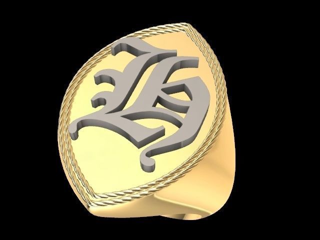 h alphabet designer Ring stl verified   3D print model_4