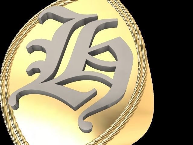 h alphabet designer Ring stl verified   3D print model_6