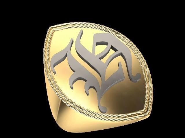 h alphabet designer Ring stl verified   3D print model_2