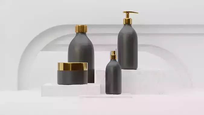 Cosmetics 3D model products Black and Gold