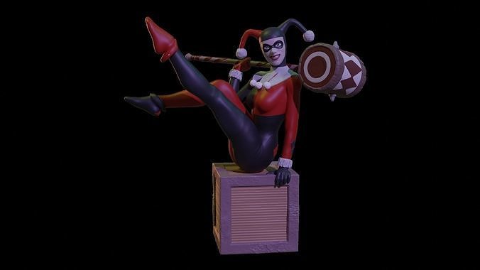 Harley Quinn fanart in box 3D print model