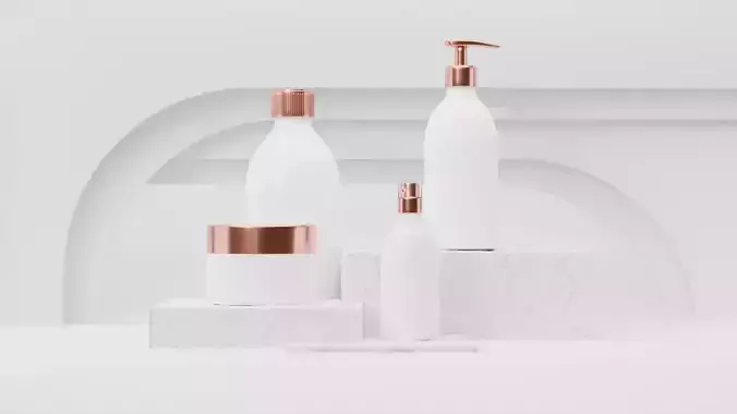 Cosmetics 3D model products White and Copper