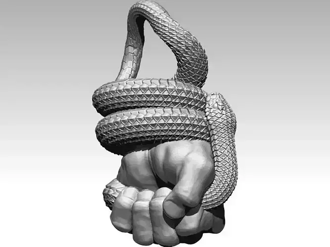 Fist Snake High detailed jewelry pendant Fighting Demon  3D print model