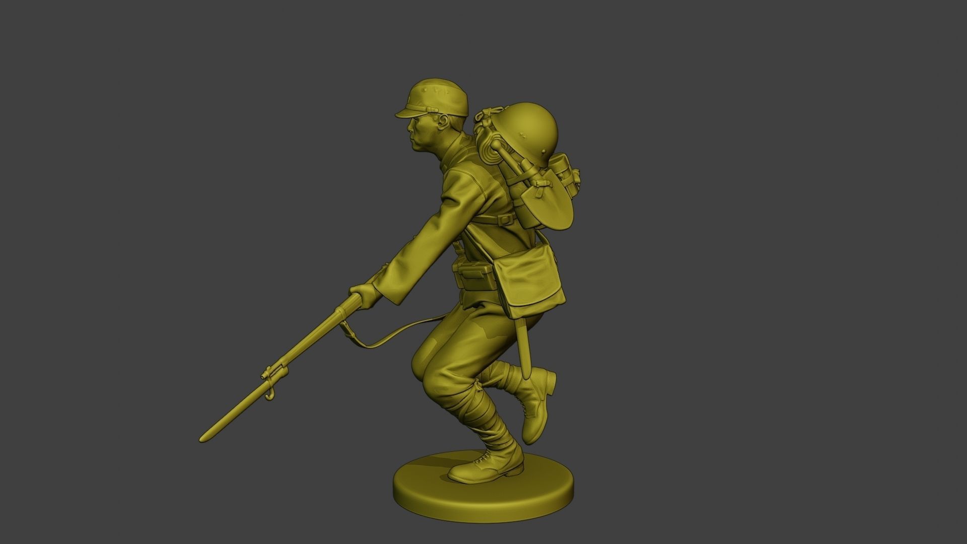 Japanese soldier ww2 Run J1 3D print model_3