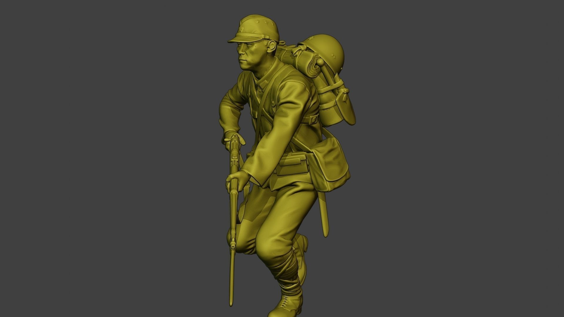 Japanese soldier ww2 Run J1 3D print model_27