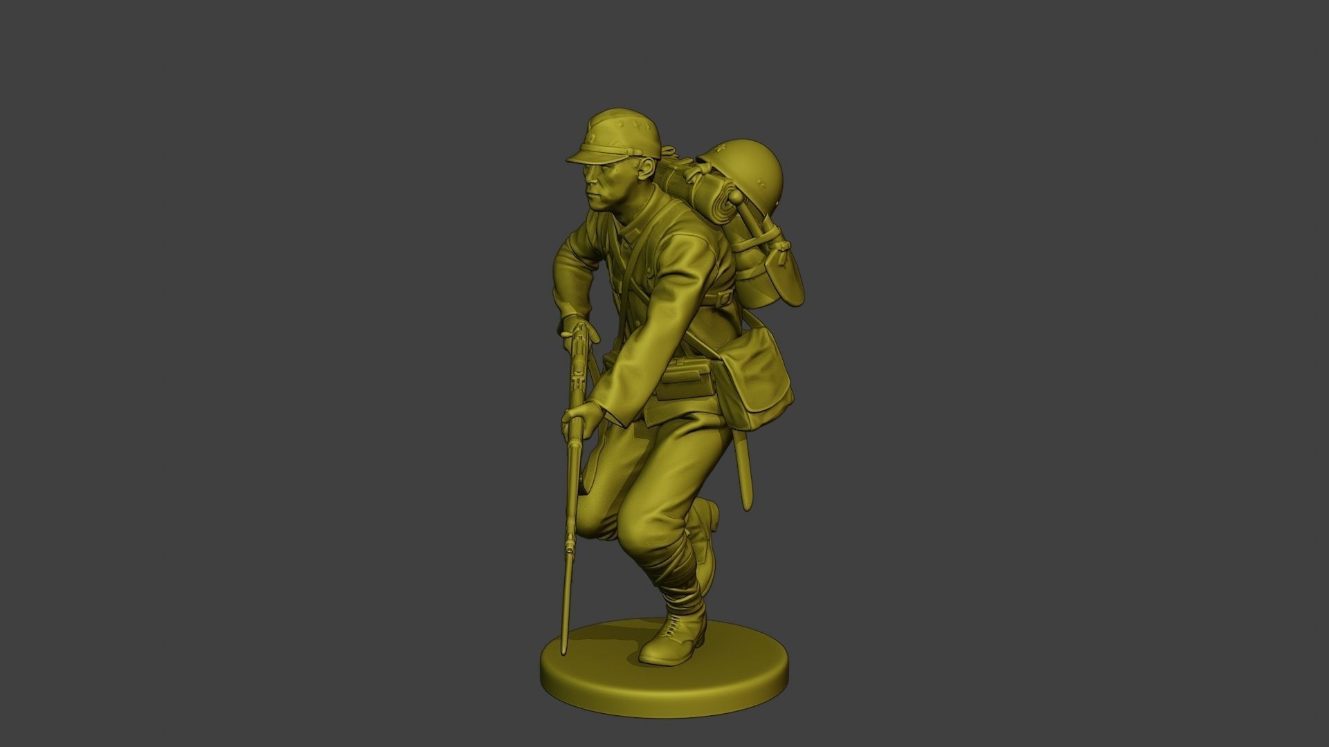 Japanese soldier ww2 Run J1 3D print model_2