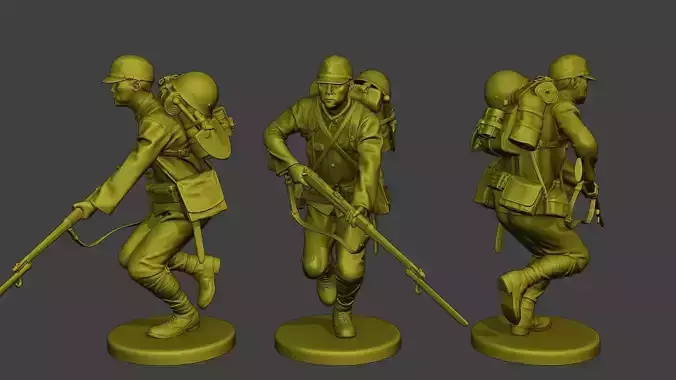 Japanese soldier ww2 Run J1 3D print model