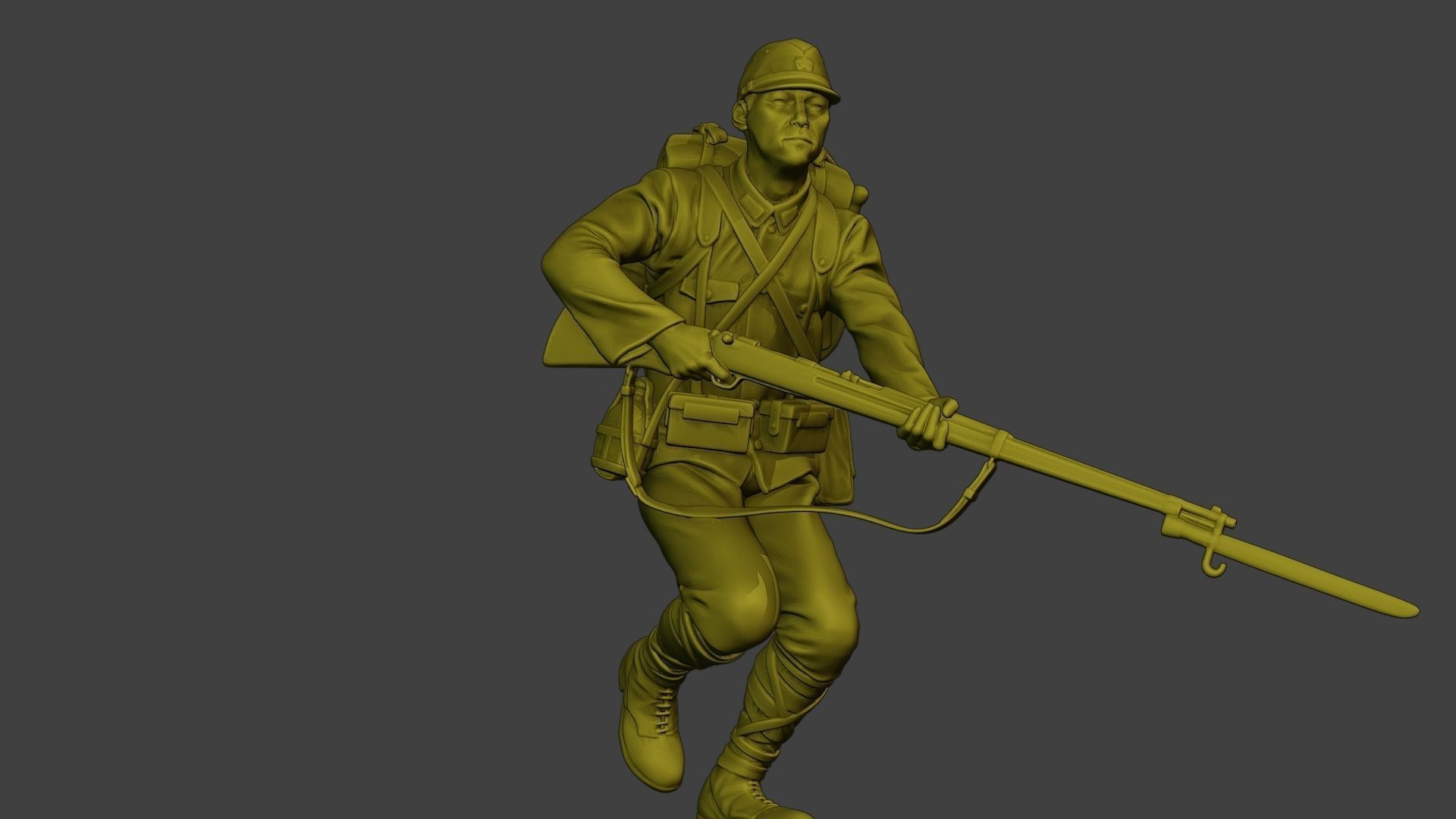 Japanese soldier ww2 Run J1 3D print model_13