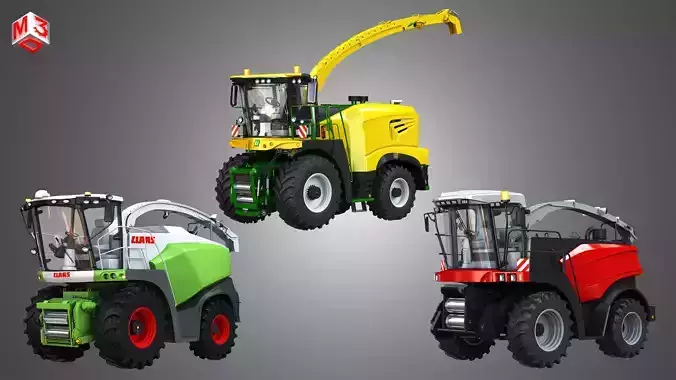 Combine Harvesters  3 in 1 3D Model Collection