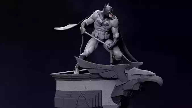 Batman with an art Deco pedestal 3D print model