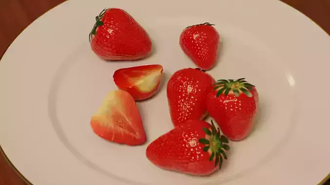 Set of Strawberries whole and half