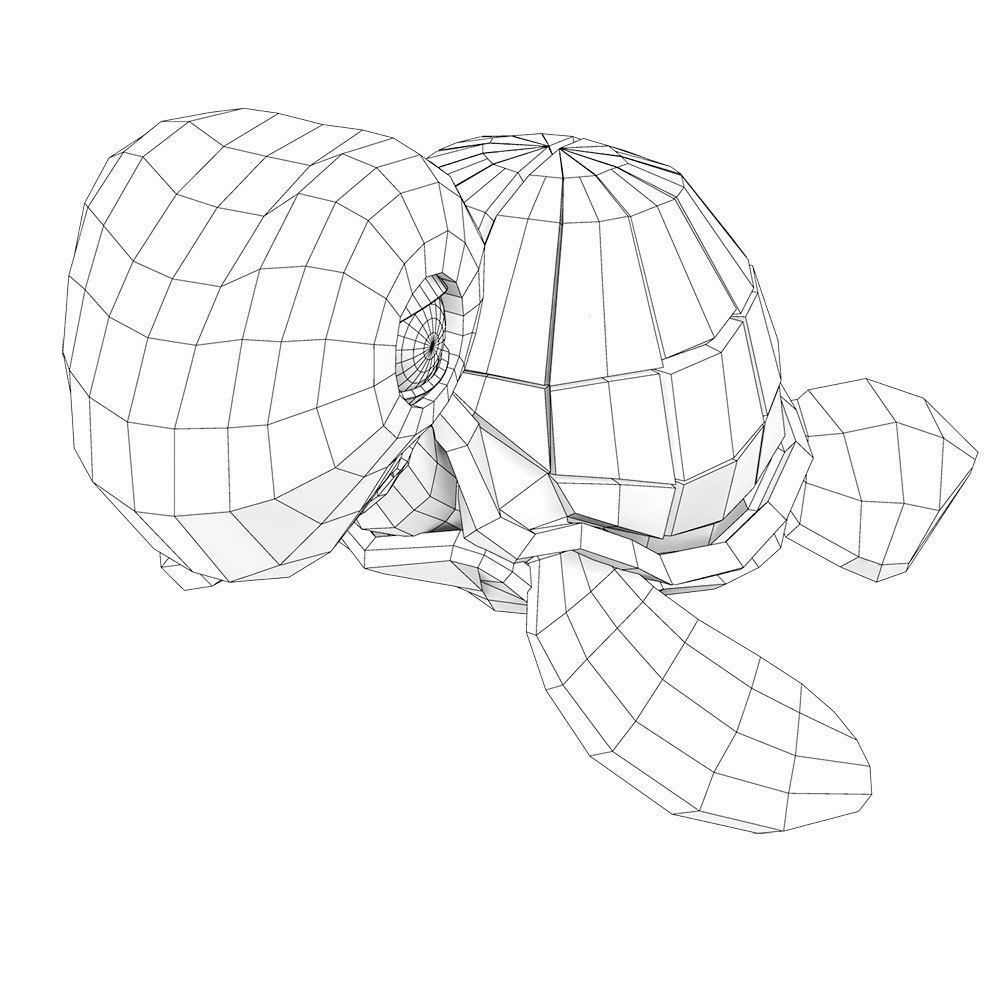 Aquatic turtle toon 3d model 3D model_6