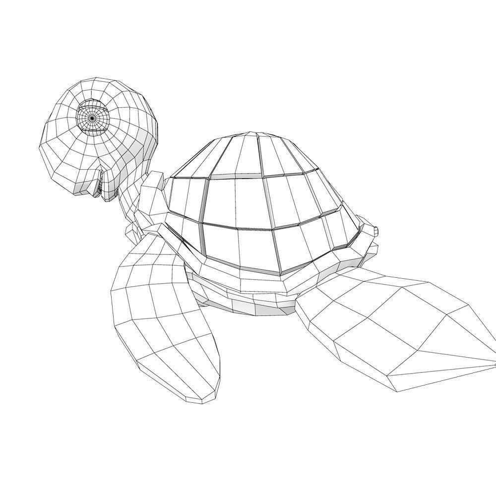 Aquatic turtle toon 3d model 3D model_5