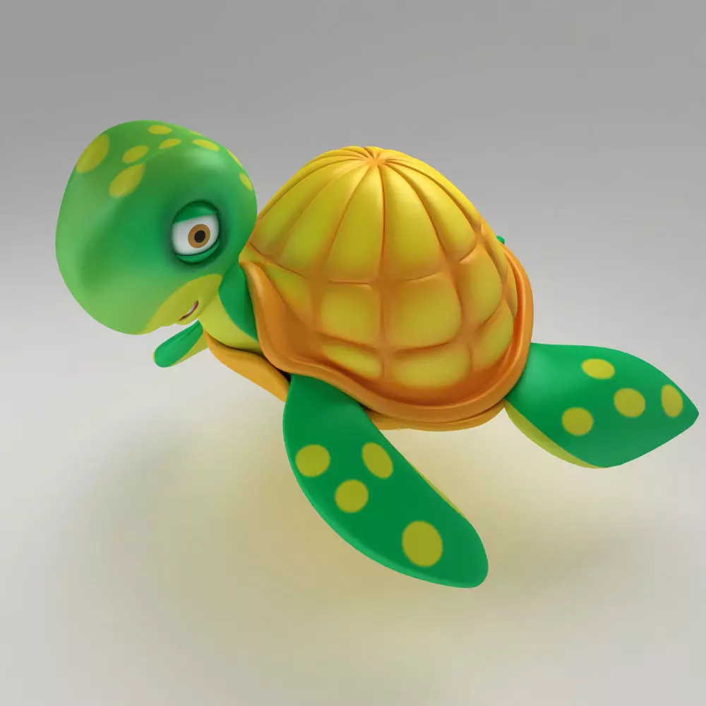 Aquatic turtle toon 3d model 3D model_0