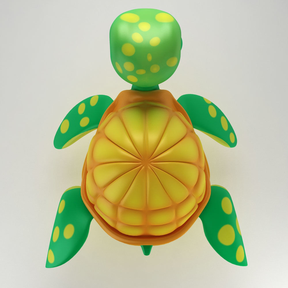 Aquatic turtle toon 3d model 3D model_2