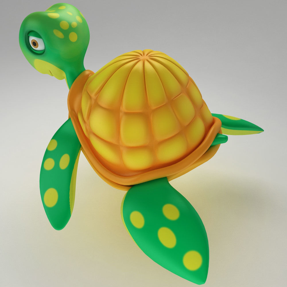 Aquatic turtle toon 3d model 3D model_1