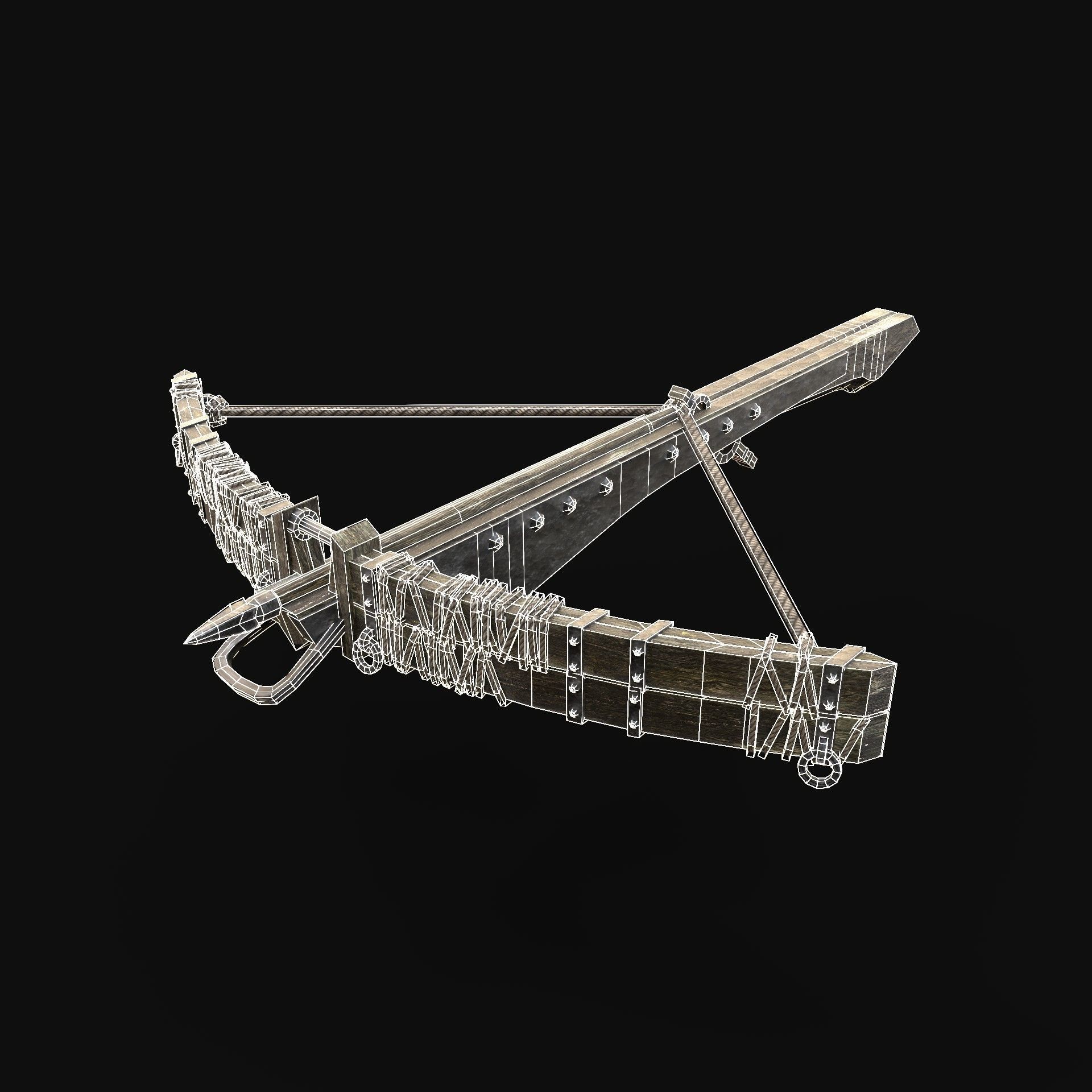 CROSSBOW GENERIC MEDIEVAL WEAPON ORC BALLISTA HUNTER BOLT Low-poly 3D model_5