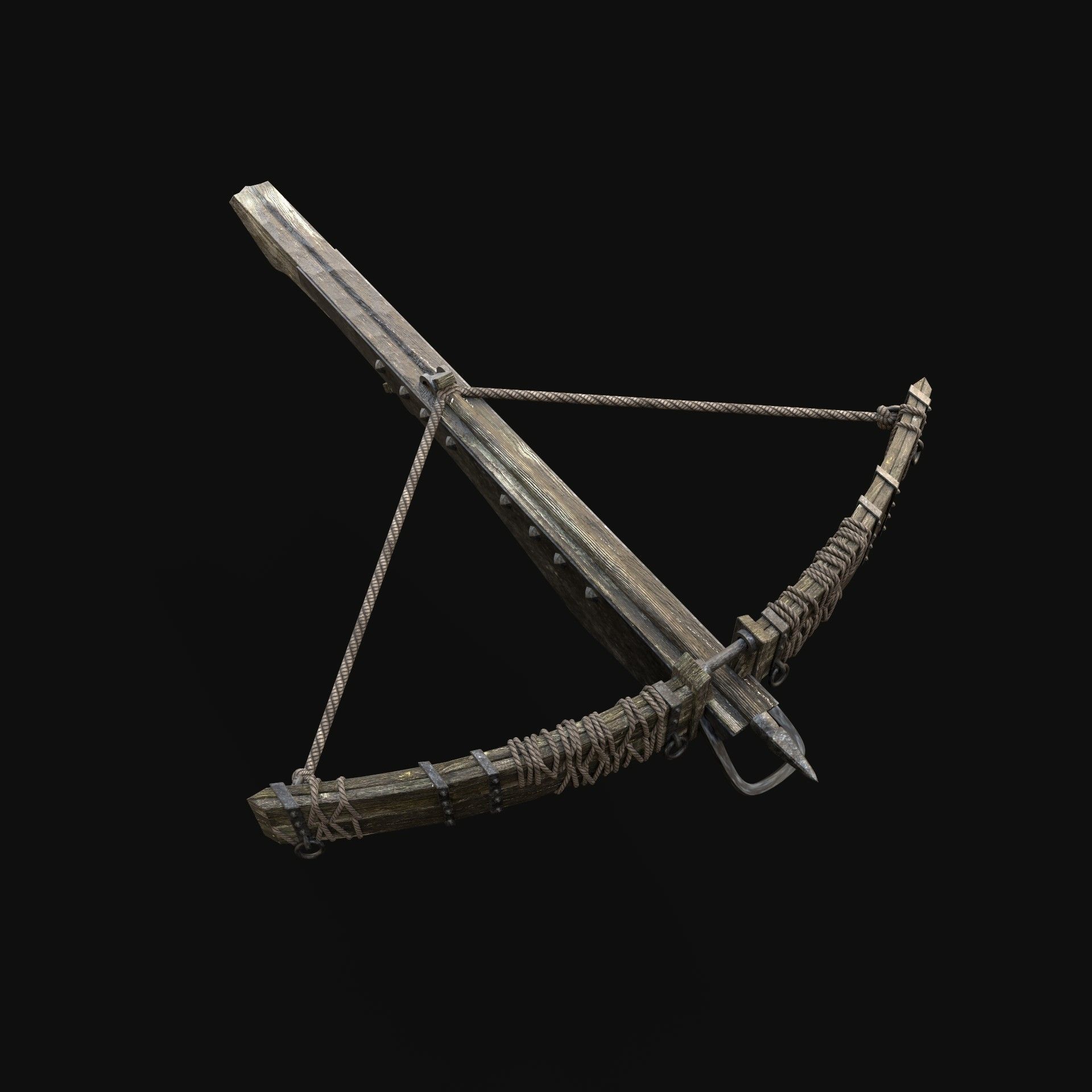 CROSSBOW GENERIC MEDIEVAL WEAPON ORC BALLISTA HUNTER BOLT Low-poly 3D model_4