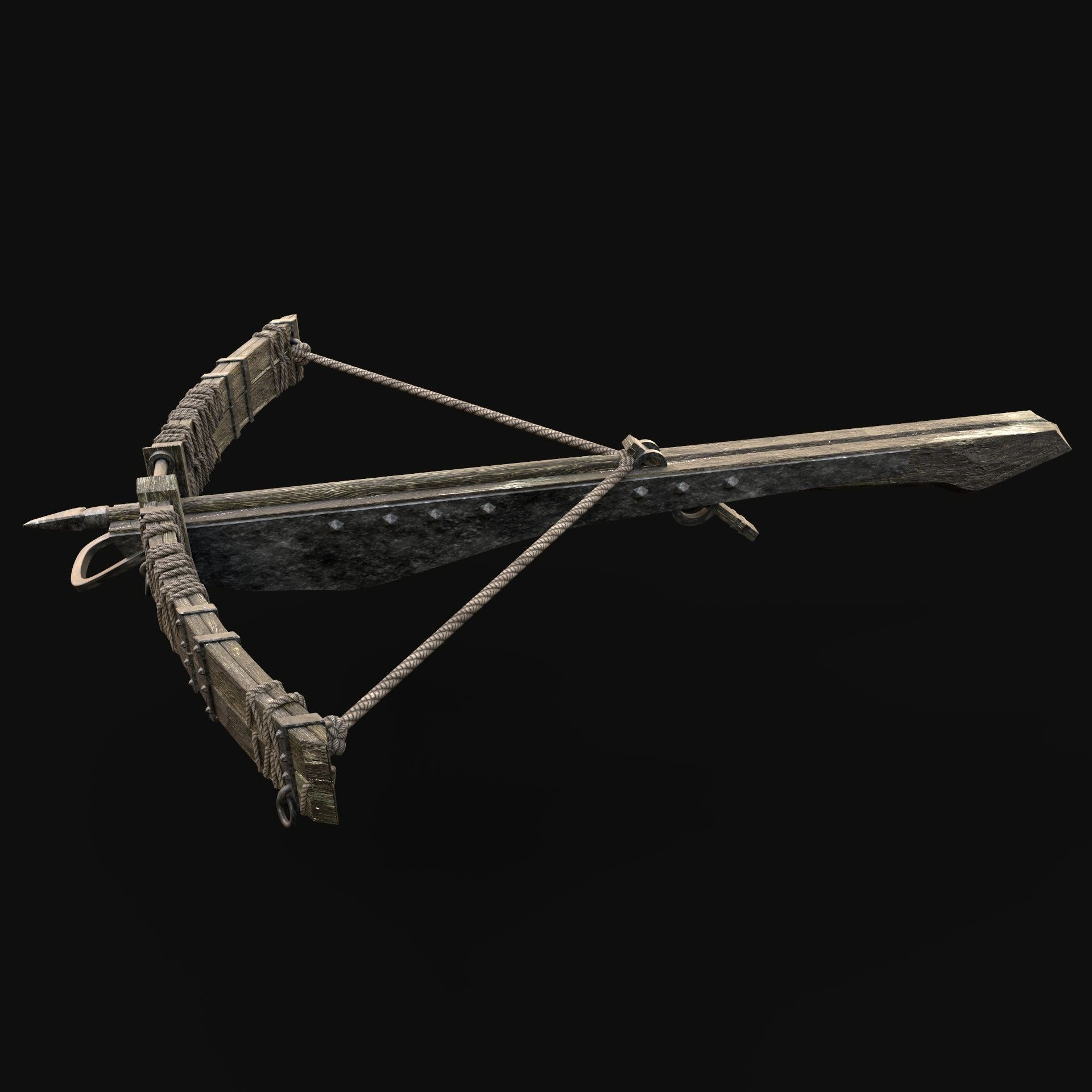 CROSSBOW GENERIC MEDIEVAL WEAPON ORC BALLISTA HUNTER BOLT Low-poly 3D model_1
