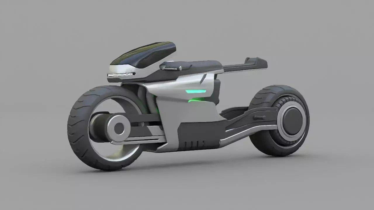 sci-fi motorcycle 3D model_0