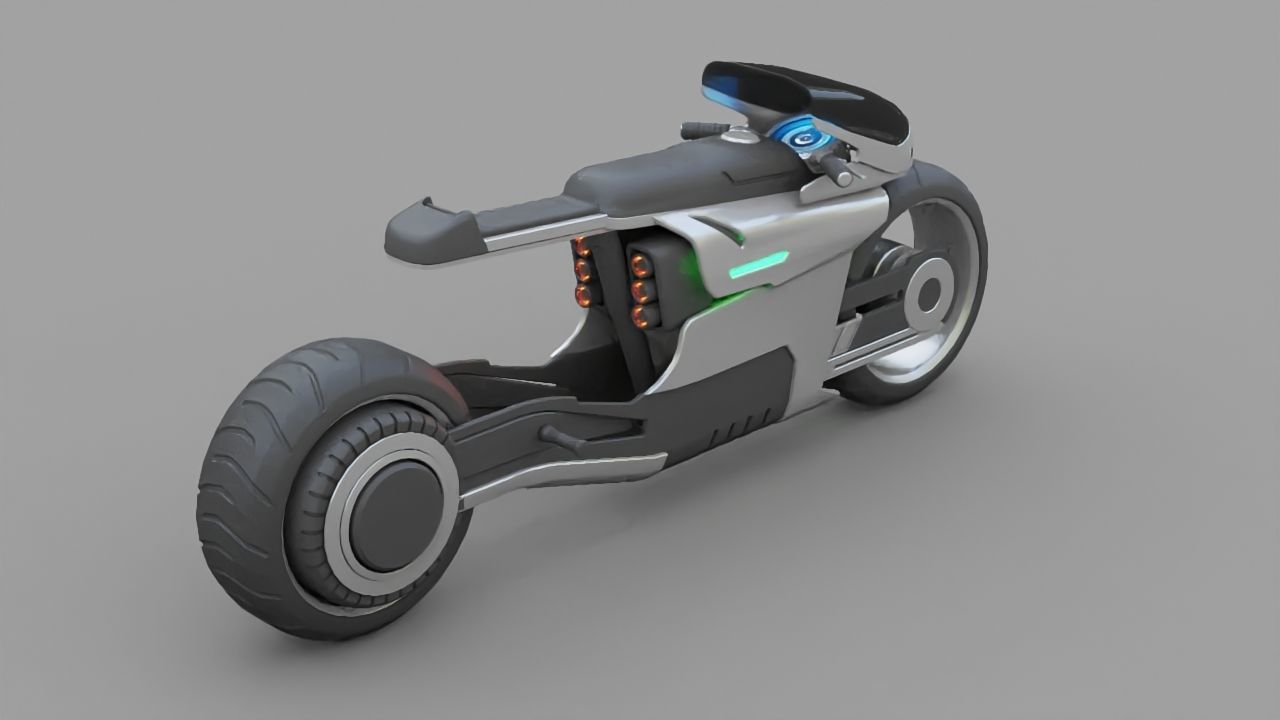 sci-fi motorcycle 3D model_2