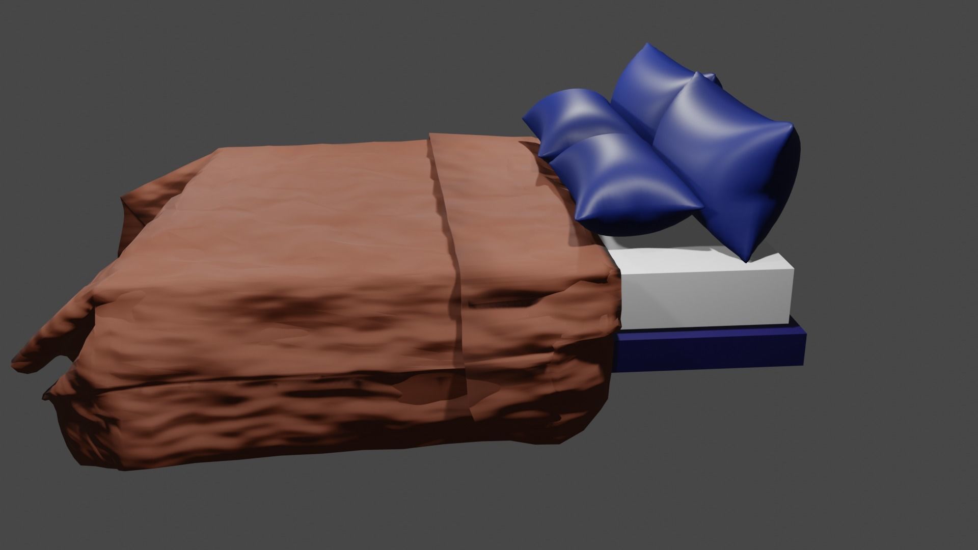 Bed 3D with pillows 3D model_2