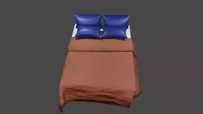Bed 3D with pillows