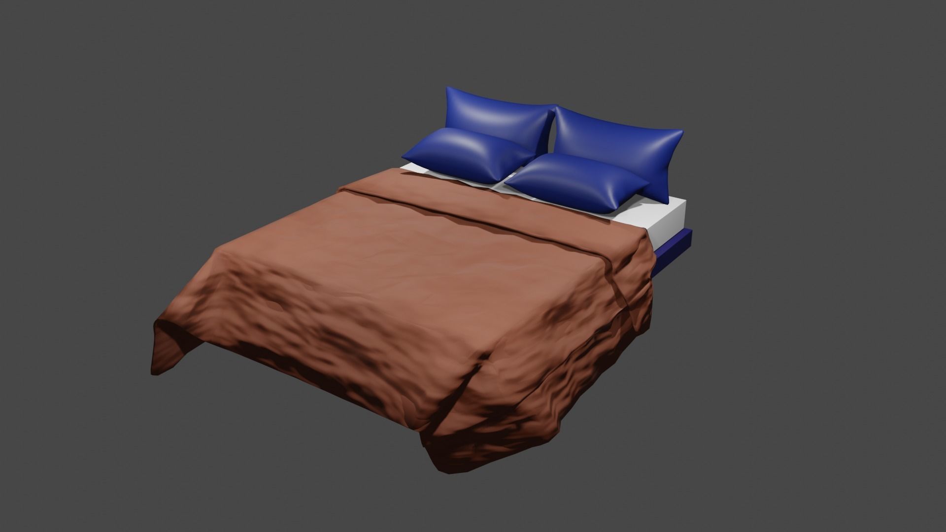 Bed 3D with pillows 3D model_1