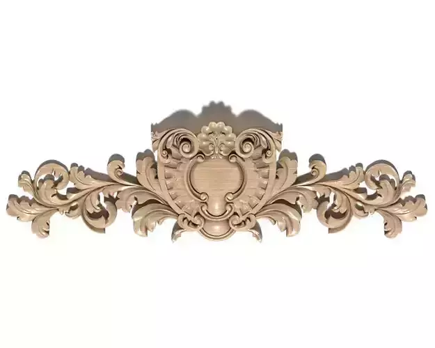 Cartouche-004 carved ornate crown molding 3D model
