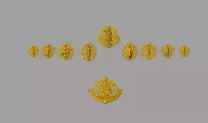 dasavatar group of gold ornaments