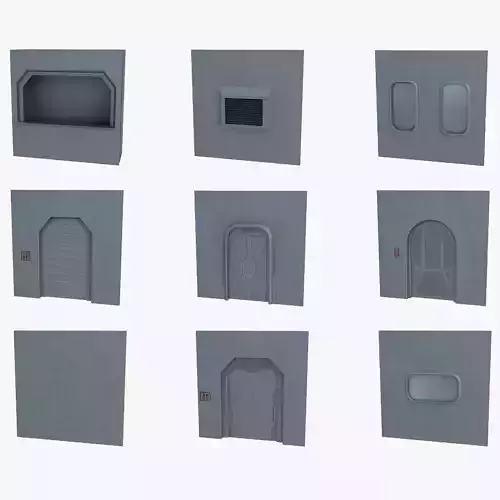 Sci-Fi building elements Low-poly 3D model Sci-Fi building elements Low-poly 3D model