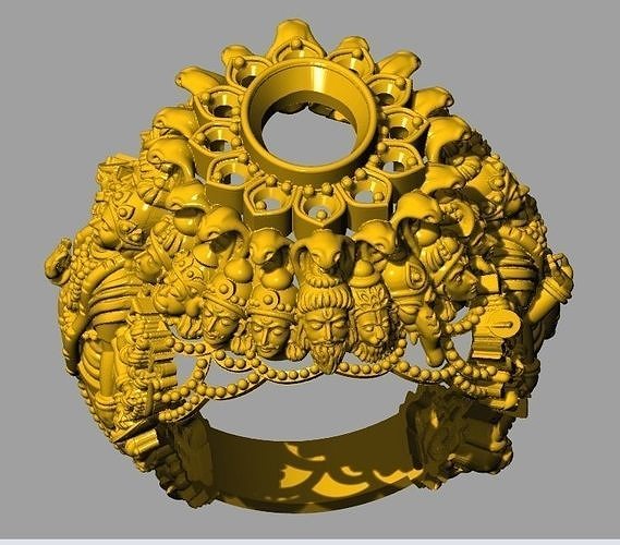 dasavatar ornate gold ring 3D print model