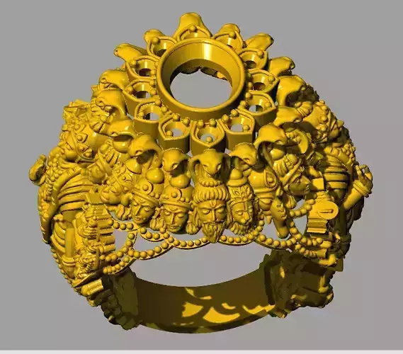 dasavatar ornate gold ring