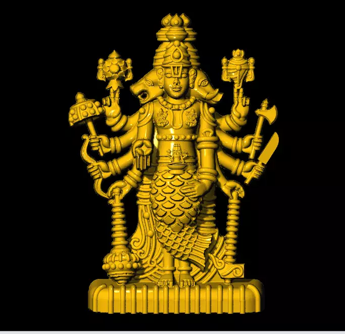 dasavatar gold statue of goddess durga 3D print model_0