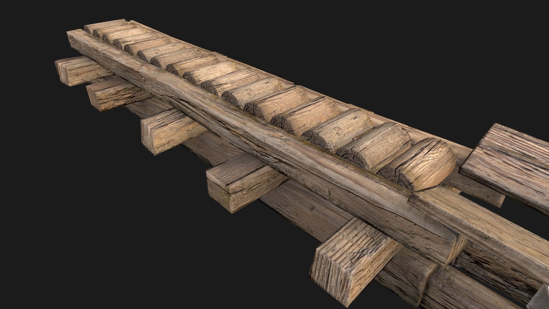 Medieval Sawmill Mechanism Low-poly 3D model_12