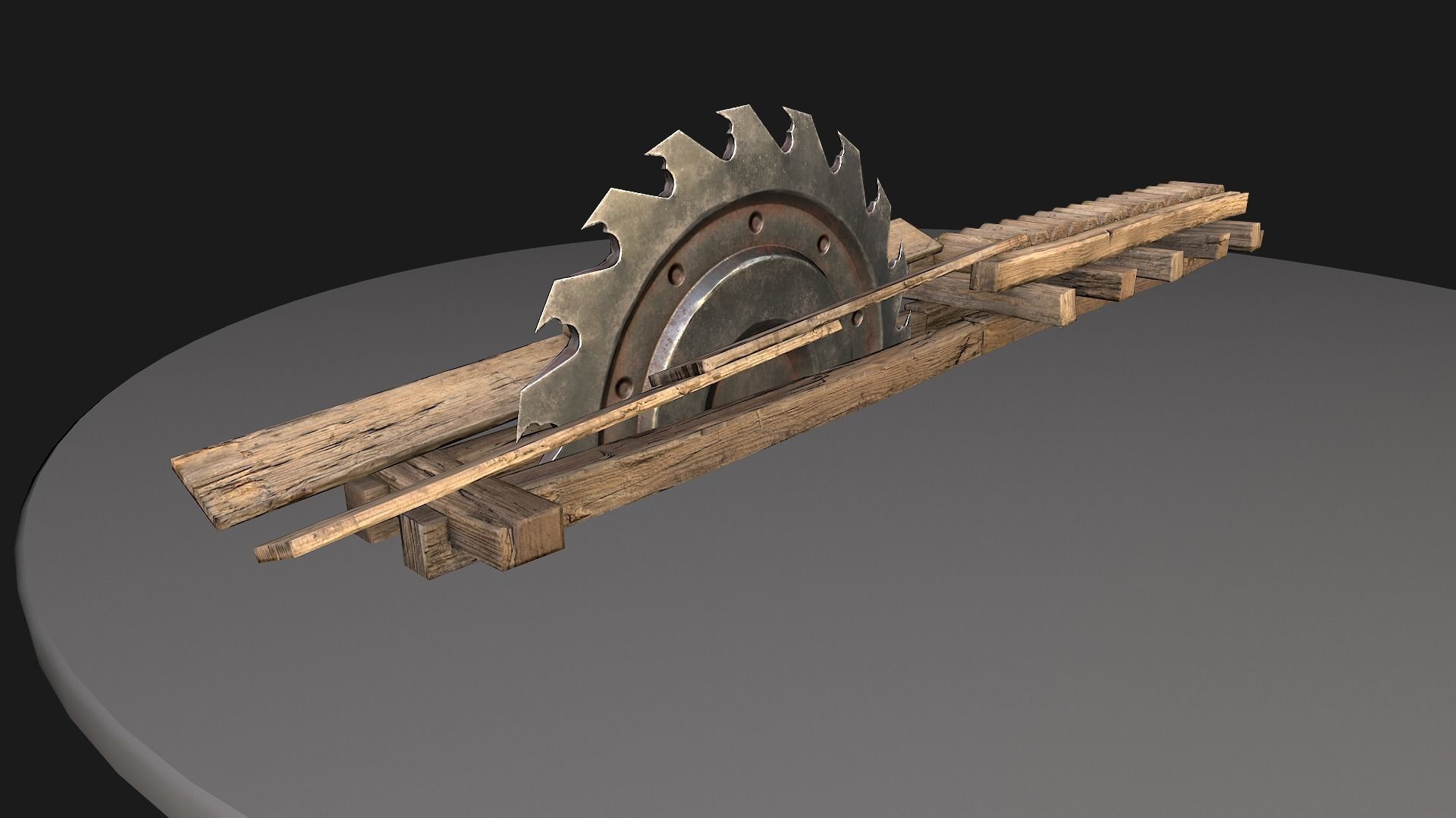 Medieval Sawmill Mechanism Low-poly 3D model_14