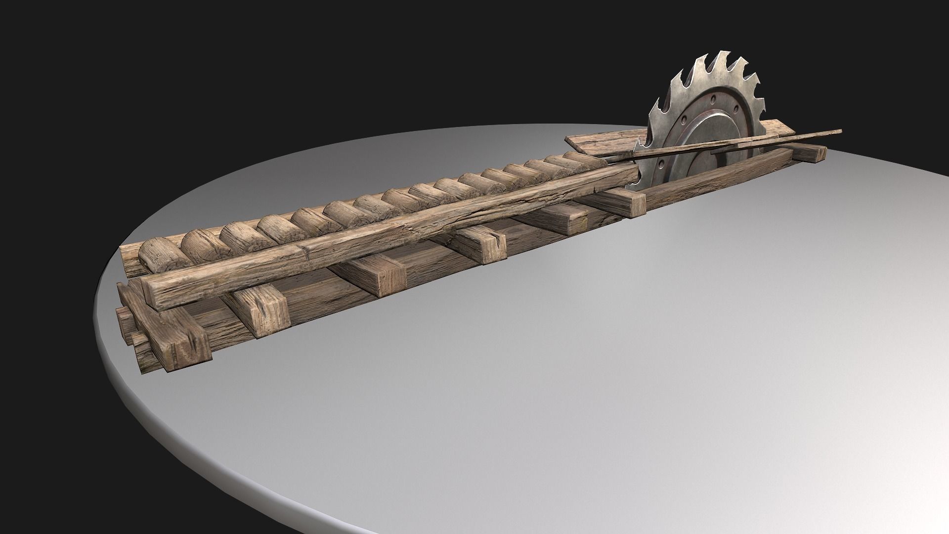 Medieval Sawmill Mechanism Low-poly 3D model_8