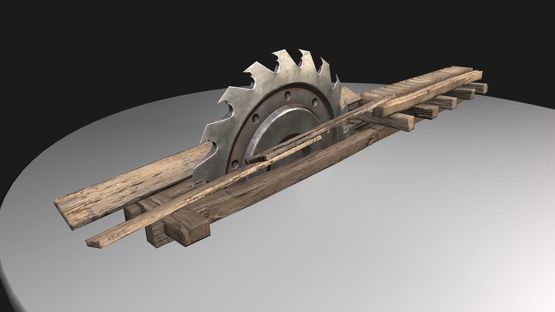 Medieval Sawmill Mechanism Low-poly 3D model_10