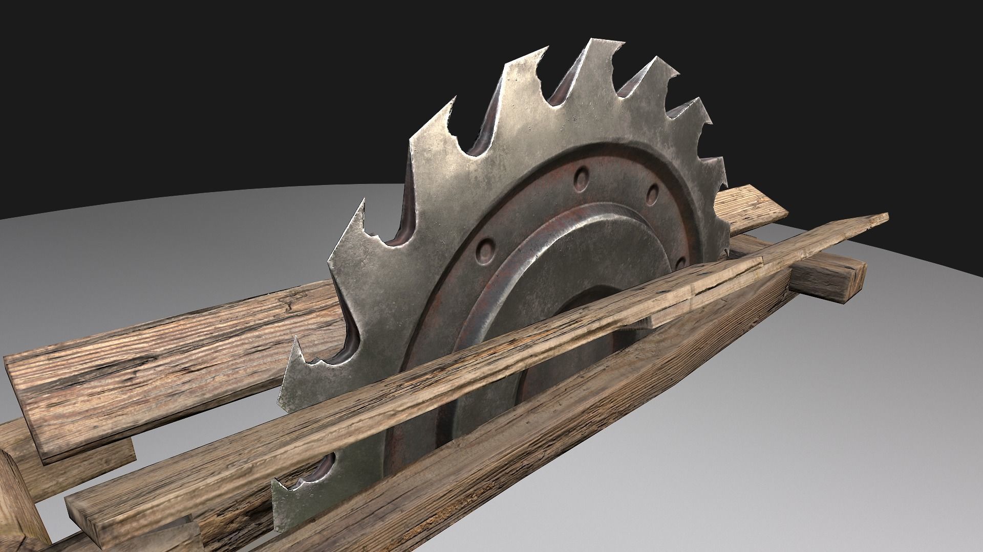 Medieval Sawmill Mechanism Low-poly 3D model_11
