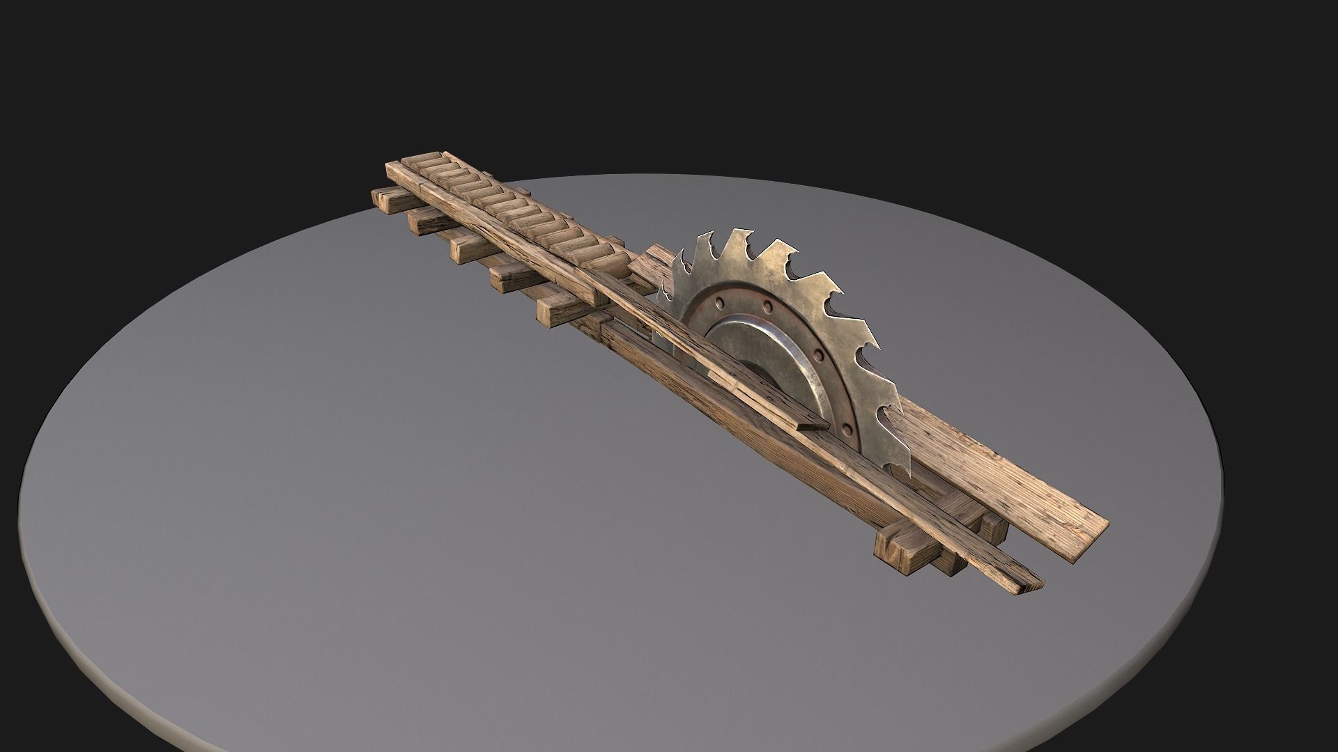 Medieval Sawmill Mechanism Low-poly 3D model_16