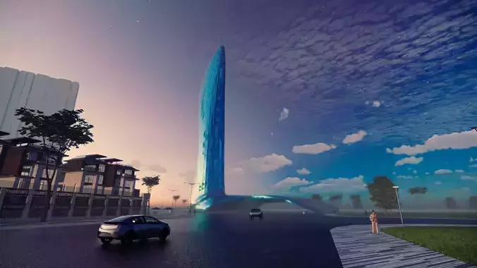 High-rise Buildings SKYSCRAPER DECONSTRUCTIVISM  3D model Low-poly 3D model