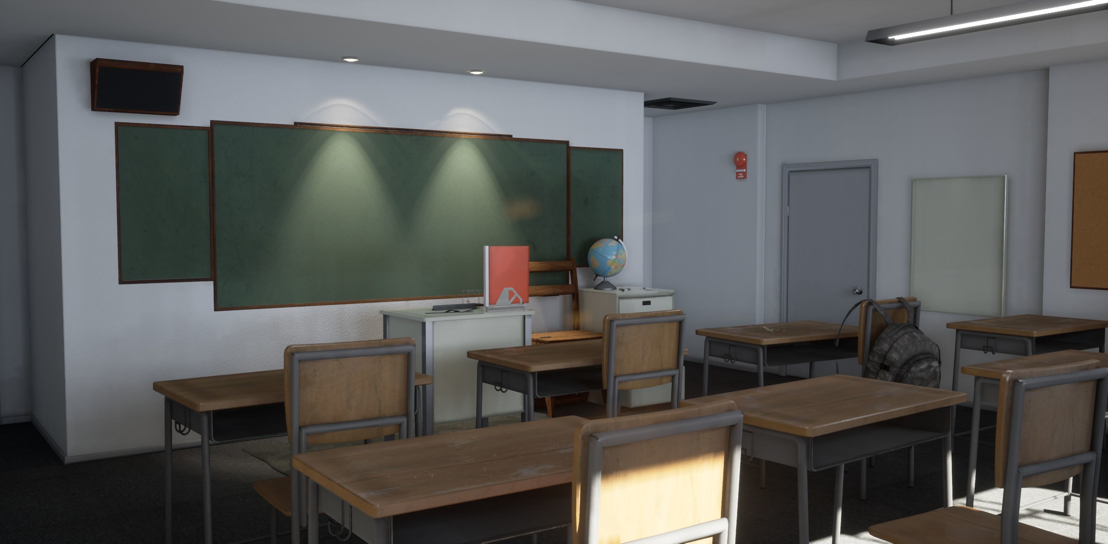 Unreal School Classroom Low-poly 3D model_1