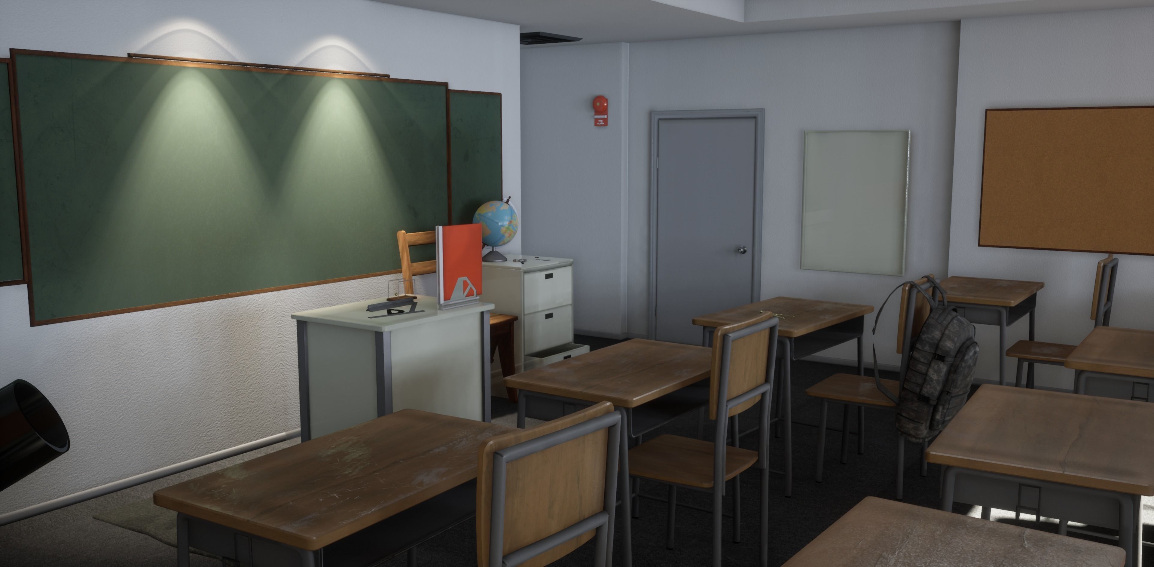 Unreal School Classroom Low-poly 3D model_3