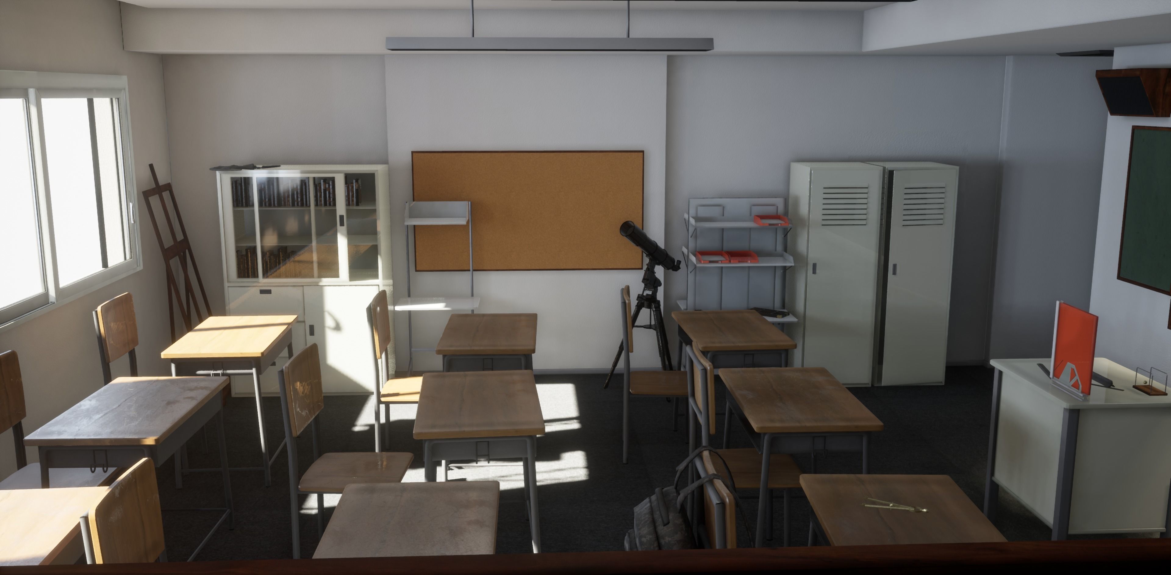 Unreal School Classroom Low-poly 3D model_7