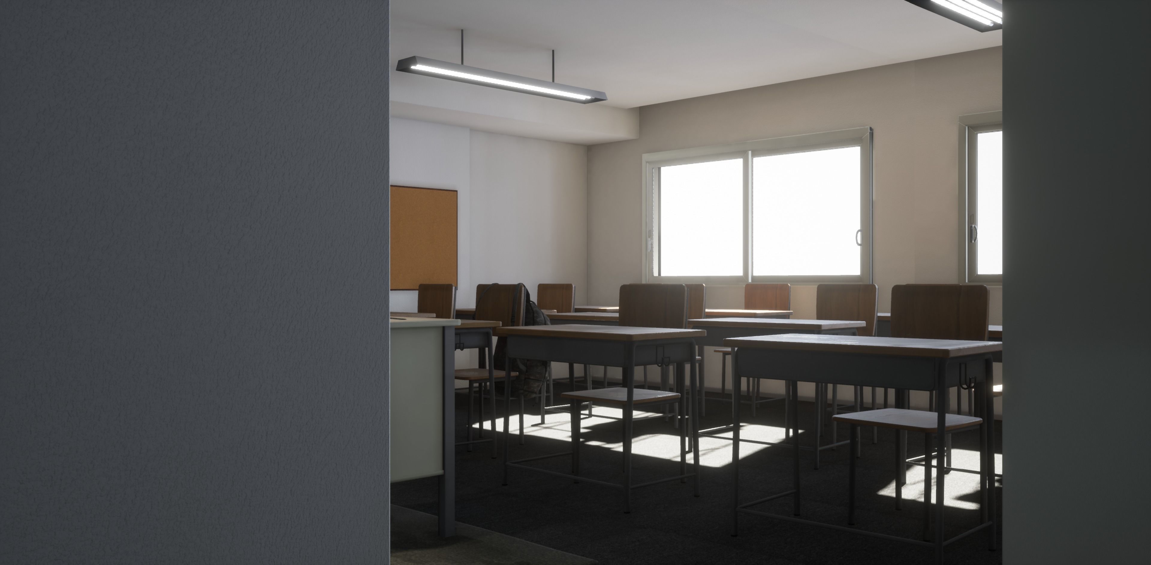 Unreal School Classroom Low-poly 3D model_4