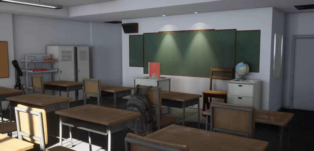 Unreal School Classroom Low-poly 3D model_0